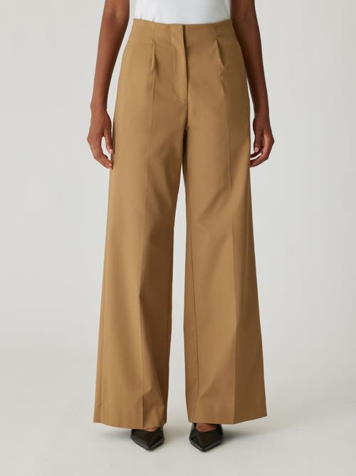 Rebecca Taylor Refined Sateen Wide Leg Cotton Trouser In Date