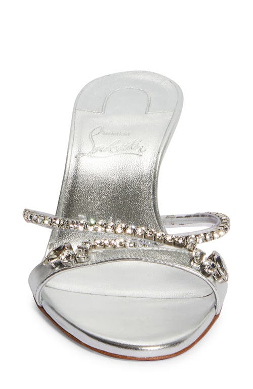 Shop Christian Louboutin Simple Queenie Slide Sandal In Silver/crystal