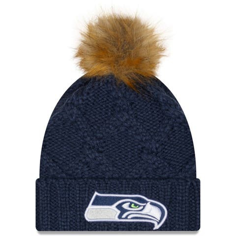 Women's New Era Cream Dallas Cowboys Cuffed Knit Hat with Fuzzy Pom