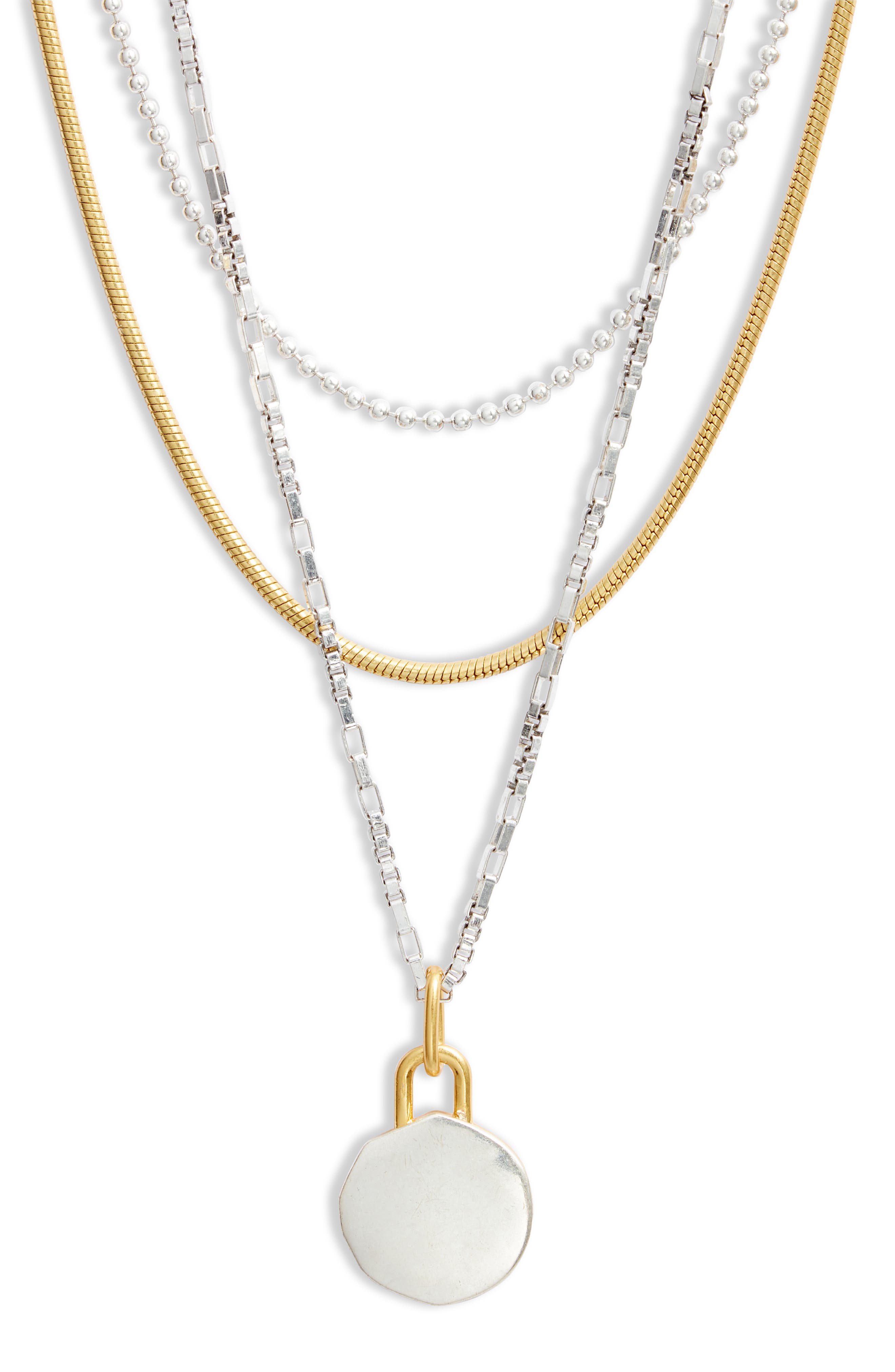 white gold layered necklace set