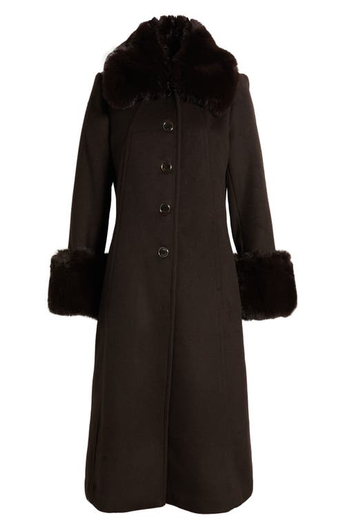 Shop Vince Camuto Wool Blend Coat With Removable Faux Fur Collar And Cuffs In Espresso