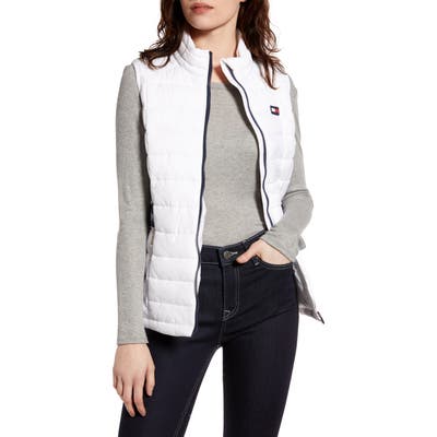 Tommy Sport Logo Cinch Waist Puffer Vest, White