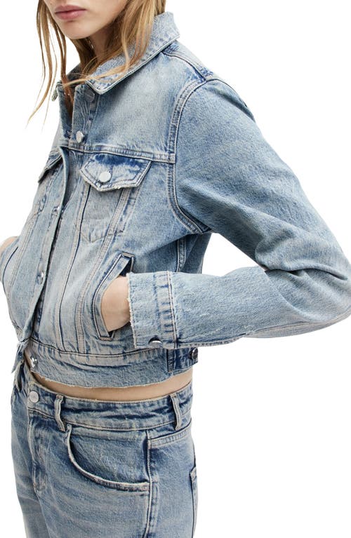 Allsaints Womens Vintage Indigo Juno Pact-pocket Slim-fit Denim Jacket In Vintage Indigo
