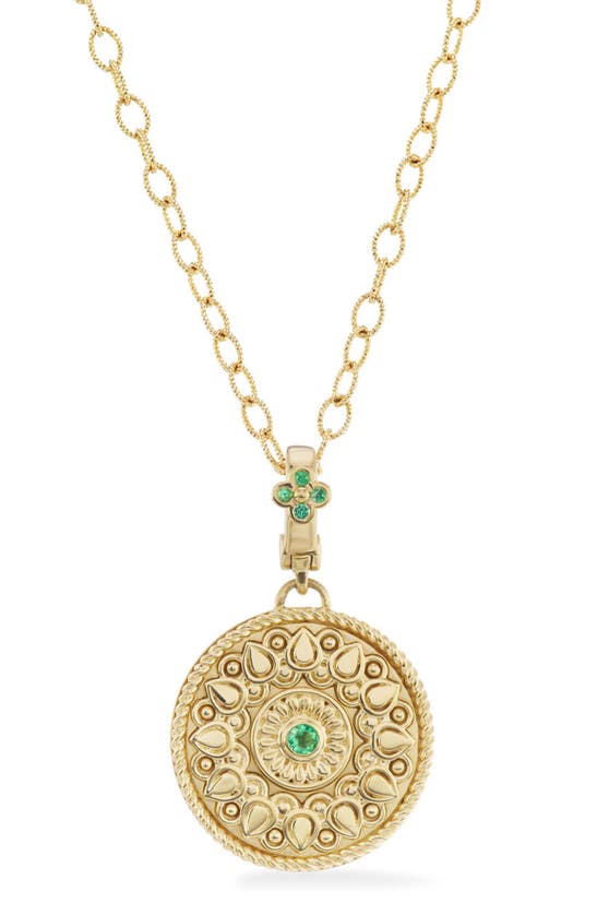 Shop Orly Marcel Mandala Pendant Necklace In Green