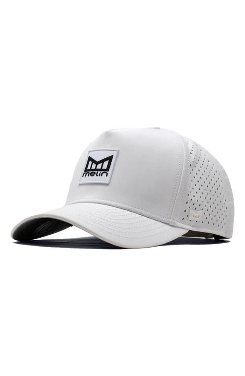 Melin Odyssey Stacked Hydro Performance Snapback Baseball Cap in White
