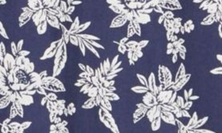 Shop Coastaoro Ashton Floral Cotton Short Sleeve Button-up Shirt In Dark Blue