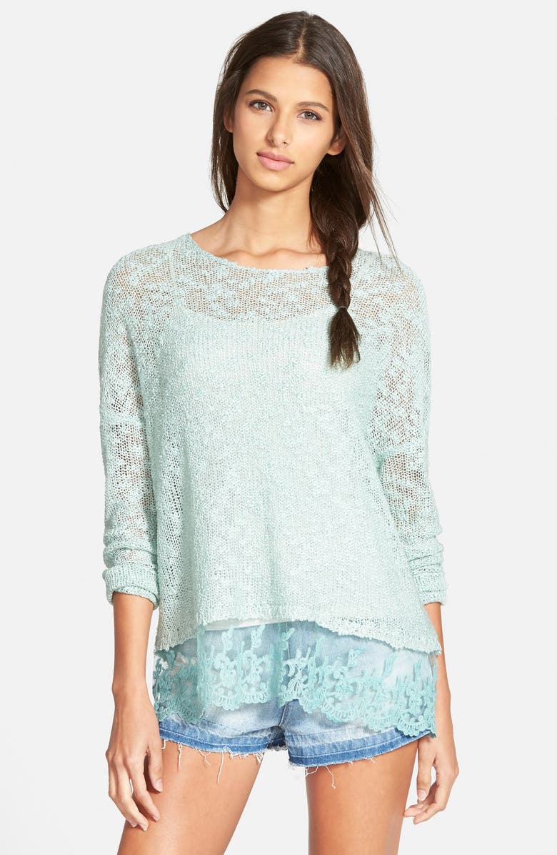 Woven Heart Lace Trim Sweater | Nordstrom
