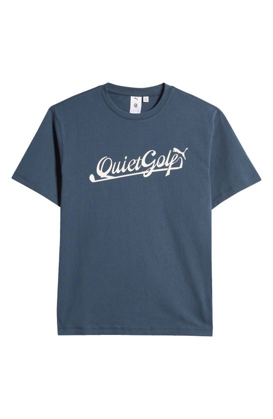Shop Quiet Golf X Puma Script Cotton Graphic T-shirt In Dark Night