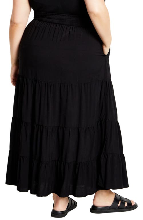 Shop City Chic Piper Tiered Maxi Skirt In Black