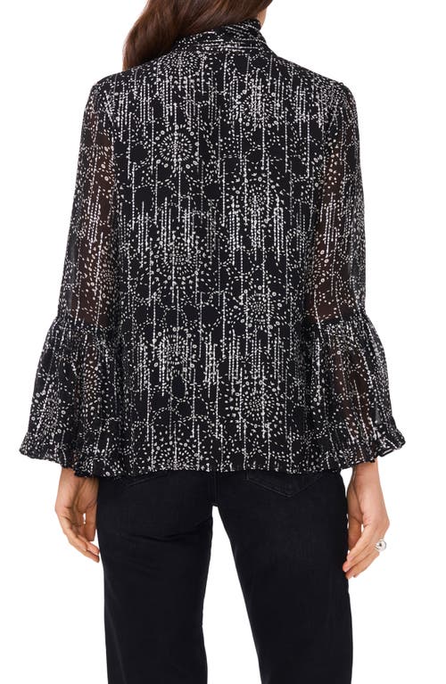 VINCE CAMUTO VINCE CAMUTO GEO PRINT FLARE SLEEVE BUTTON-UP SHIRT 