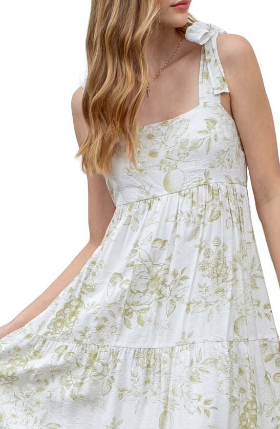 BLU PEPPER BLU PEPPER FRUIT BLOSSOM TIE STRAP TIERED MIDI SUNDRESS 