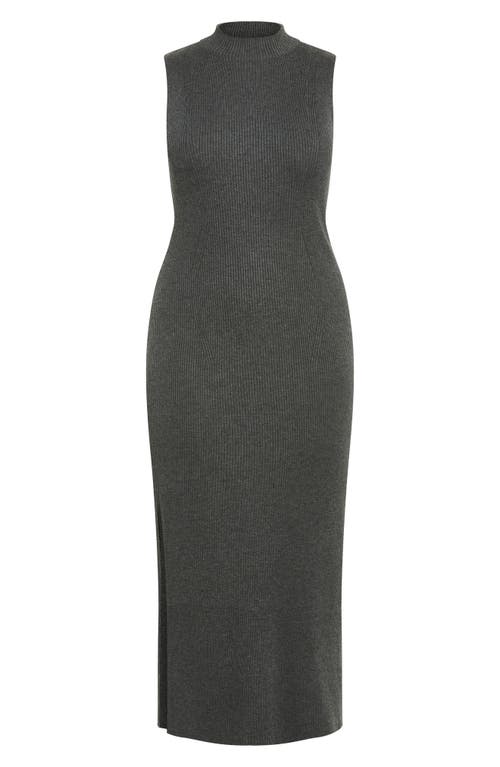 Shop City Chic Kenia Sleeveless Ribbed Sweater Dress In Charcoal