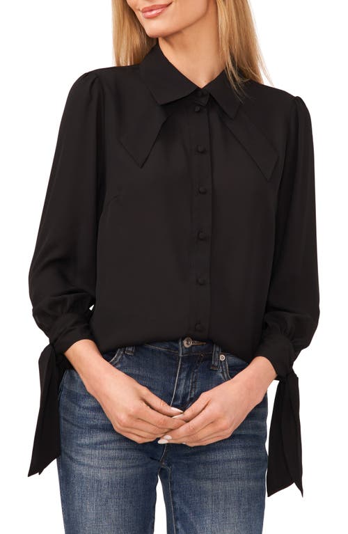 CeCe Tie Detail Bracelet Sleeve Button-Up Top at Nordstrom,