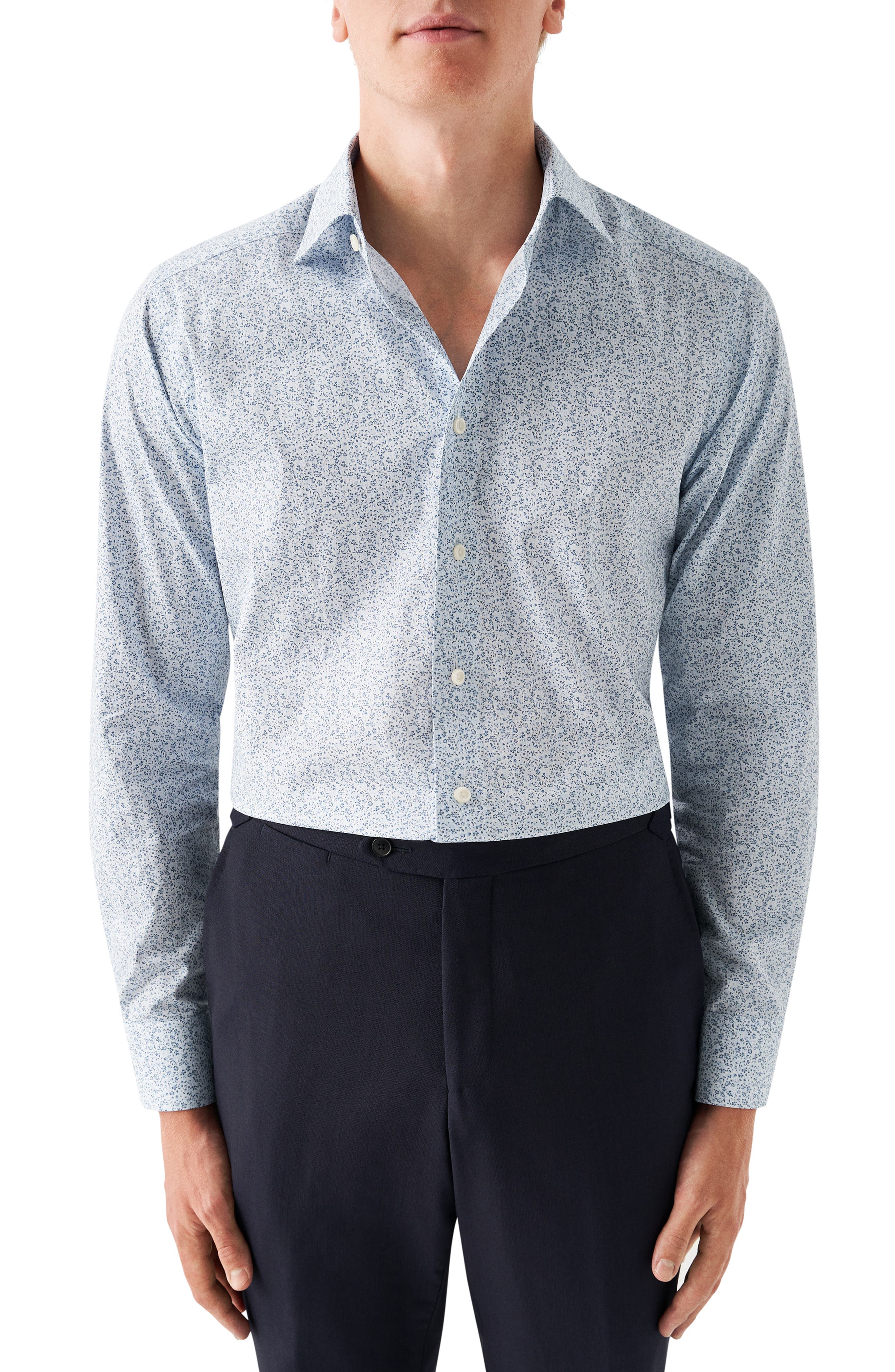 Eton Slim Fit Microfloral Dress Shirt | Nordstrom