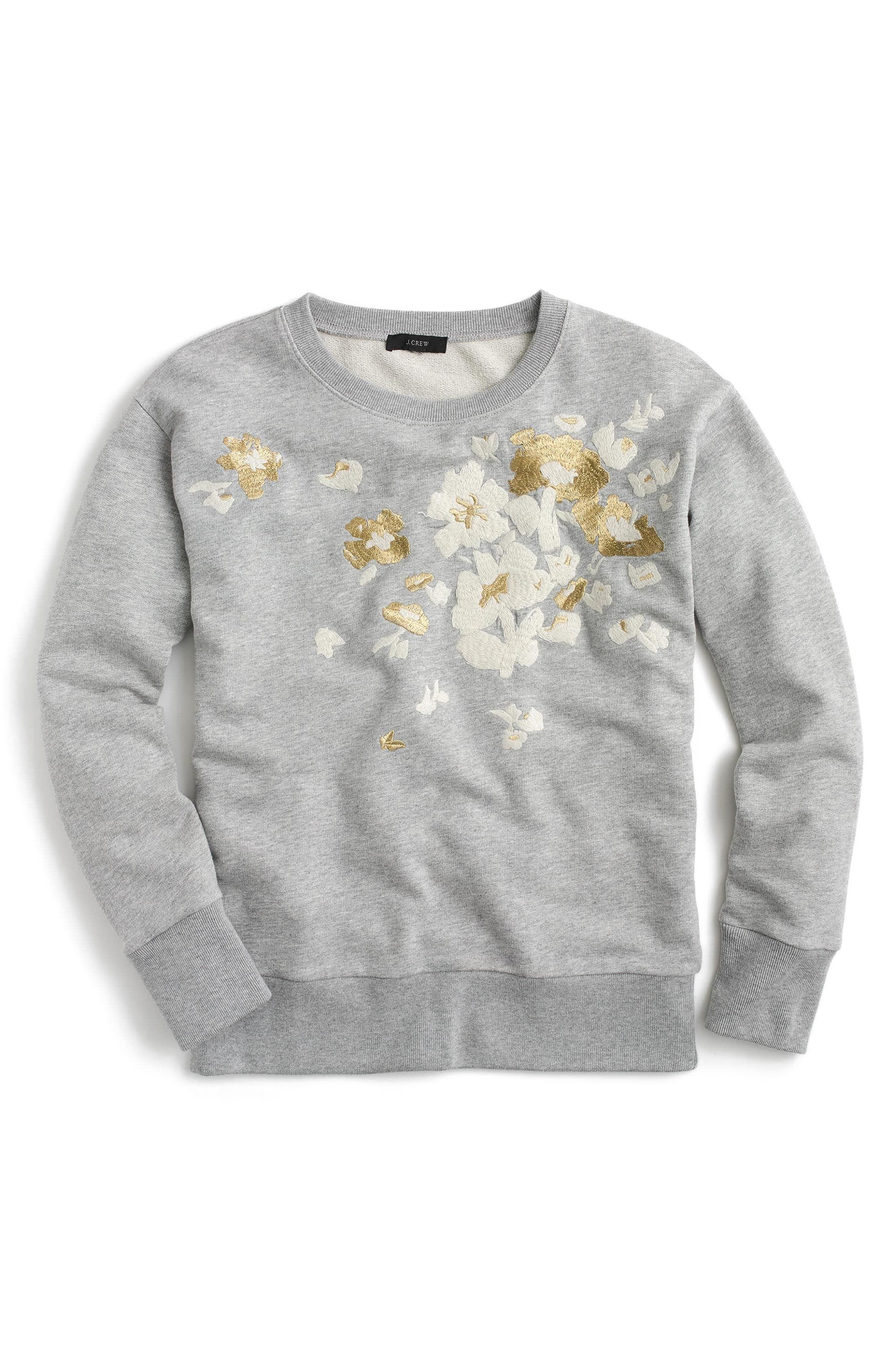 Flower Embroidered Sweatshirt Online Sale, UP TO 63% OFF