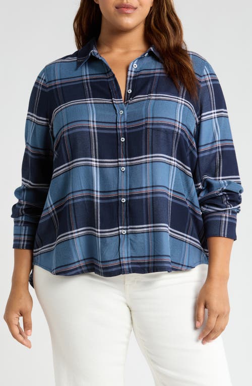 Shop Caslonr Caslon(r) Flannel Button-up Shirt In Navy- Blue Noelle Plaid