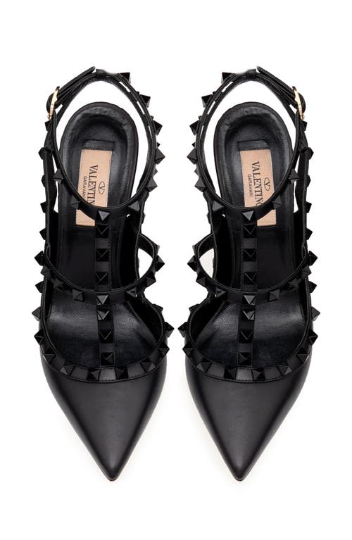Valentino Rockstud Caged 100 Leather Pump In Nero