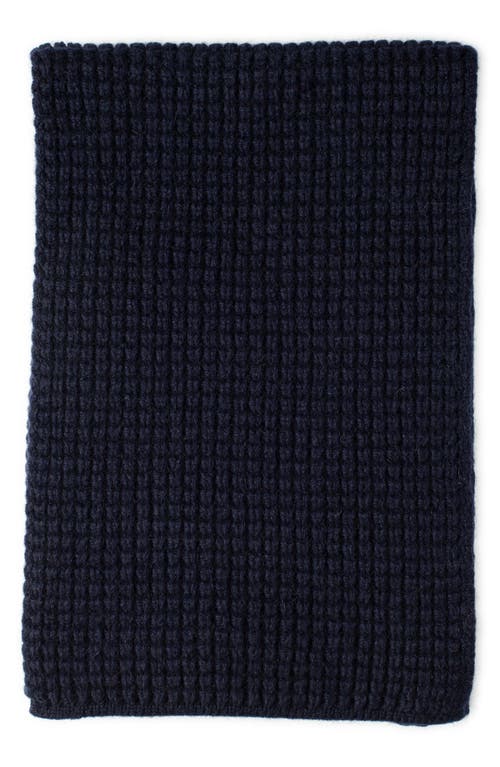 MACKIE Oban Pineapple Stitch Seamless Lambswool Scarf in Navy