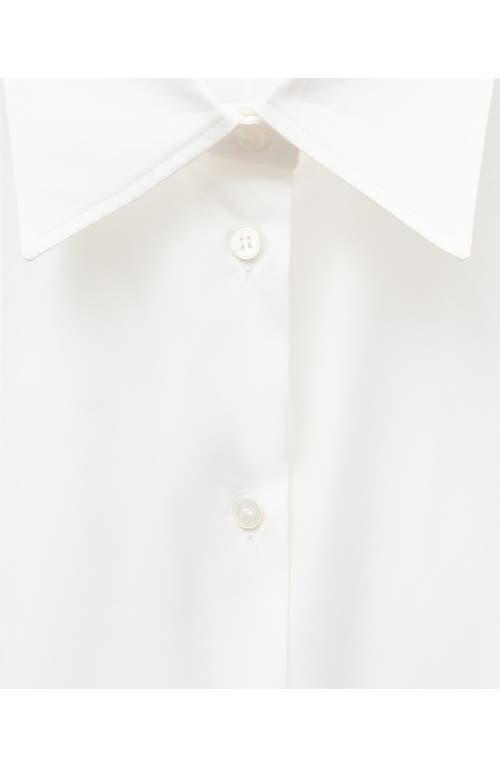 Shop Mango Extended Cuff Button-up Shirt In White