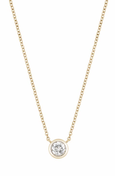 14K Gold Bezel Diamond Pendant Necklace - 0.50 ctw (Nordstrom Exclusive)