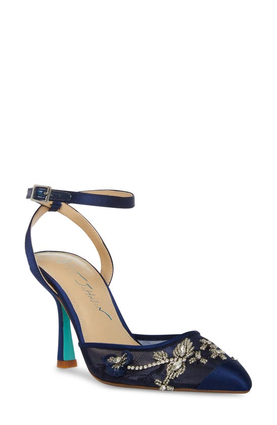 Betsey Johnson Women's Micki Embroidered Evening Pumps Women's Shoes In Navy