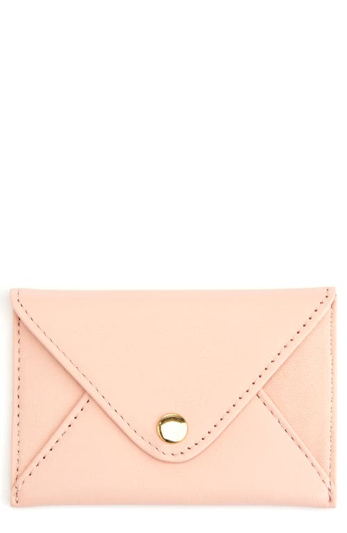 ROYCE New York Leather Envelope Card Holder in Light Pink at Nordstrom