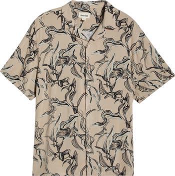 Open Edit Relaxed Abstract Ribbon Print Camp Shirt | Nordstrom