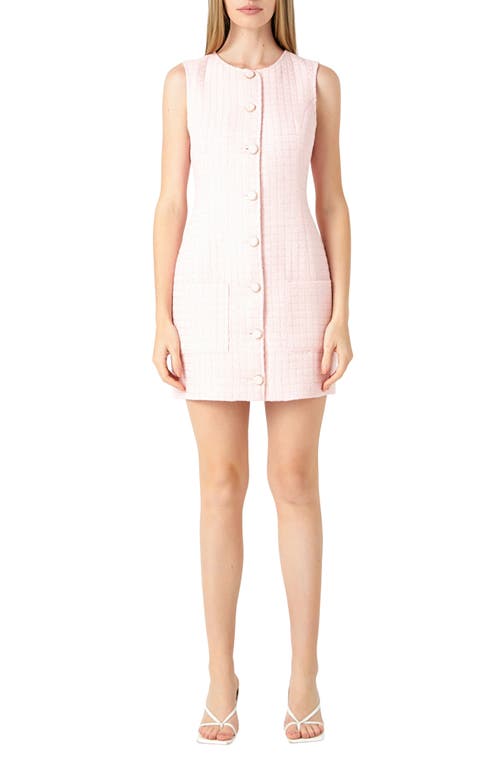 Endless Rose Sequin Tweed Button-Up Minidress Pink at Nordstrom,