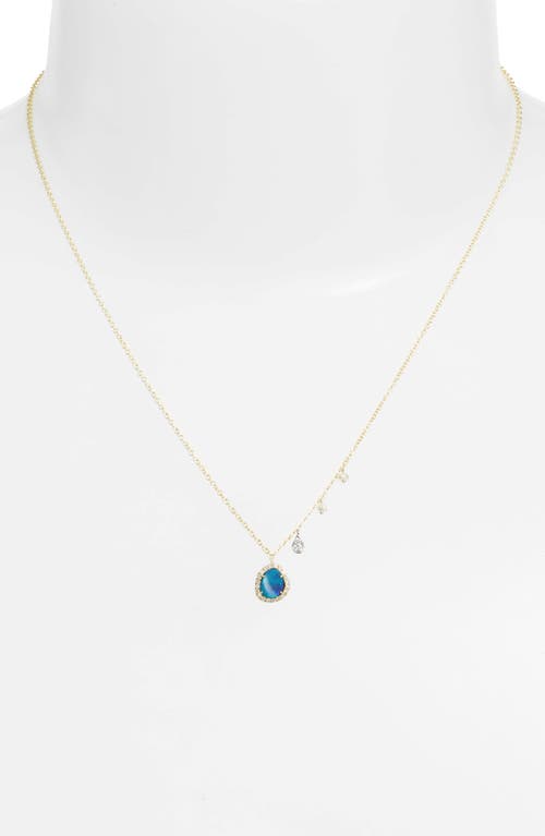 Meira T Mini Stone Diamond Pendant Necklace In Yellow Gold/opal