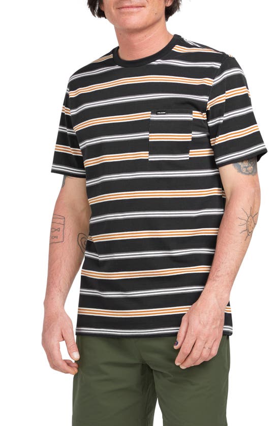 Shop Volcom Bongo Stripe Pocket T-shirt In Stealth