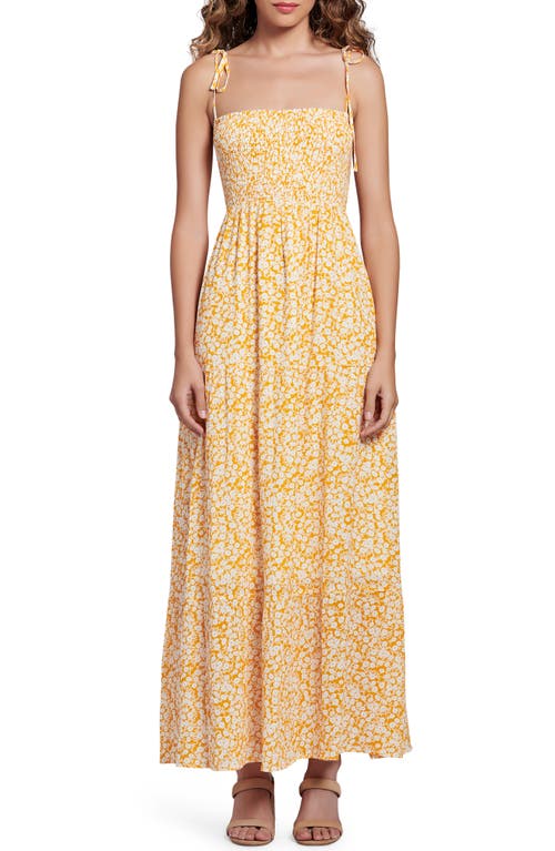 Lost + Wander Tangerine Dream Floral Tiered Tie Strap Dress in Radiant Yellow Pick Me