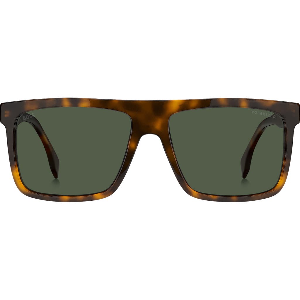 Shop Hugo Boss Boss 59mm Polarized Rectangular Sunglasses In Havana 2
