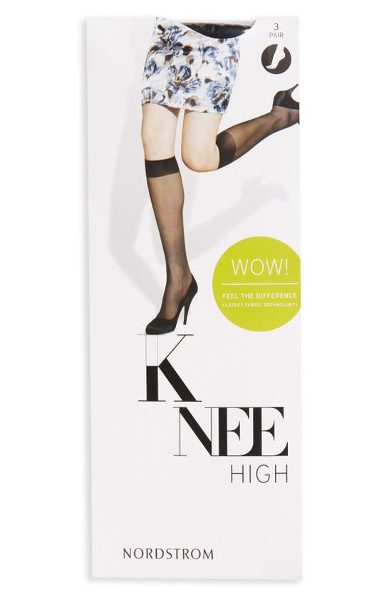 Nordstrom 3-pack Sheer Knee High Socks In Black