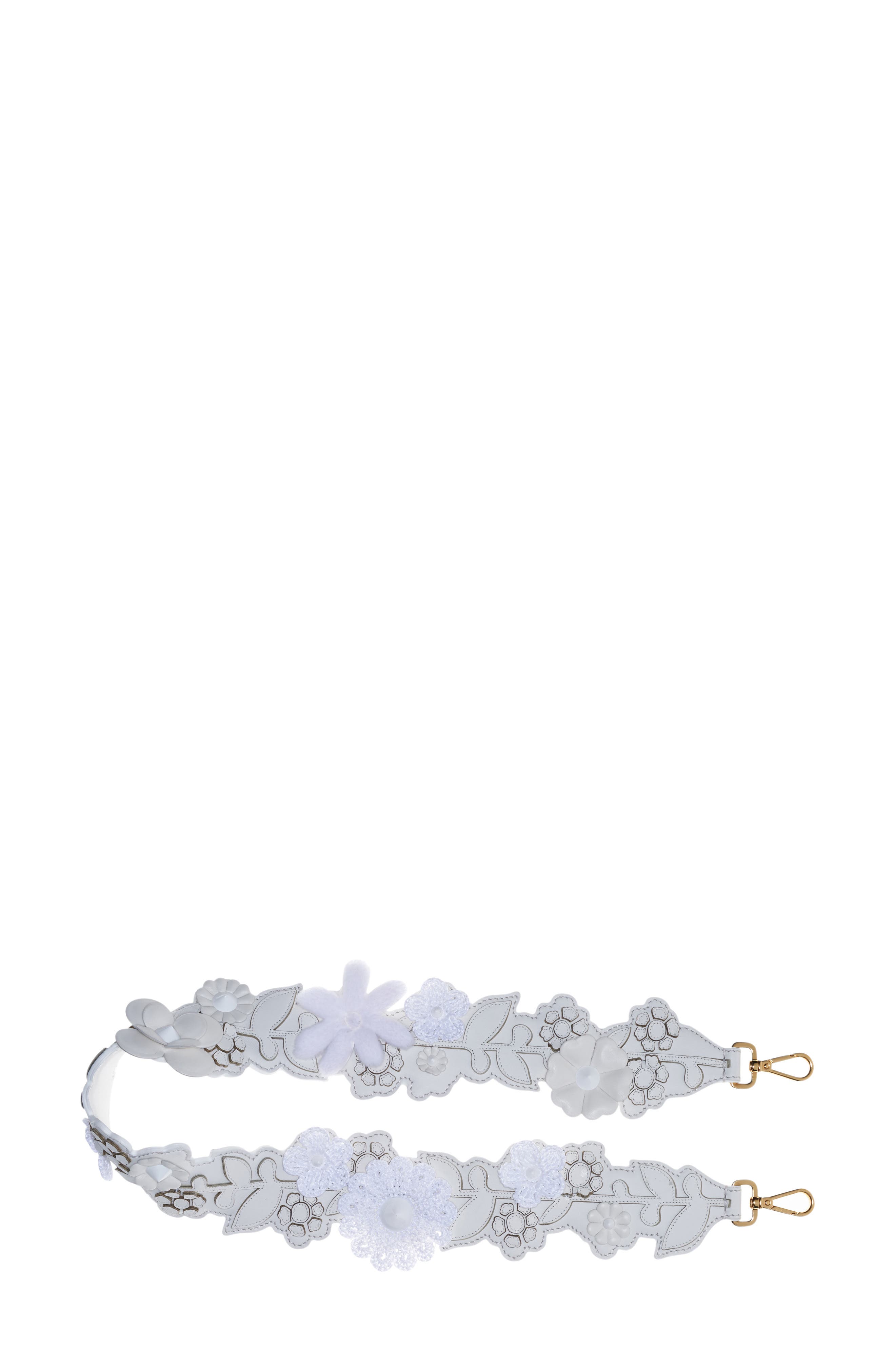 Fendi Floral Appliqué Leather Guitar Bag Strap Nordstrom