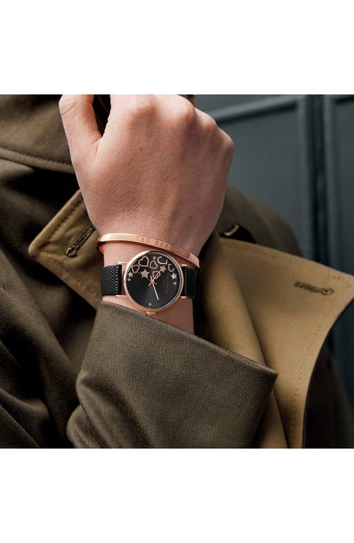 Ted Baker London Phylipa Leather Strap Watch & Bangle Bracelet Set, 34mm In Rose Gold/black/black