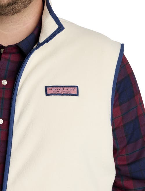 Vineyard Vines Harbor Fleece Zip-front Vest In Stone