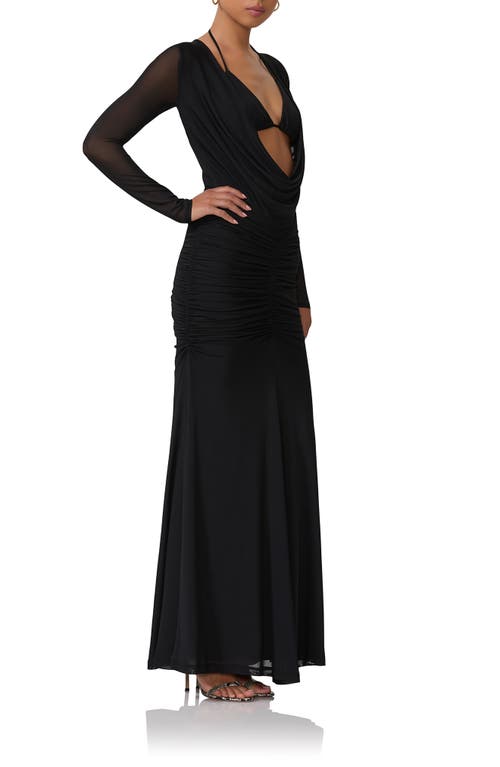 Shop Afrm Orla Bralette Long Sleeve Maxi Dress In Noir