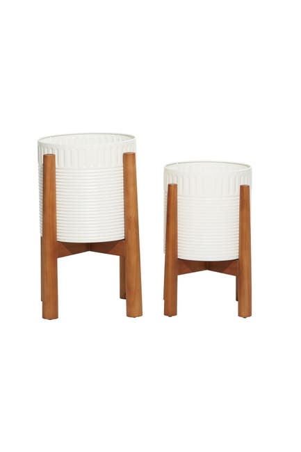 Willow Row White Metal Natural Planters Set Of 2 Nordstrom Rack Willow Row White Metal Natural, Nordstrom Rack Outdoor Furniture