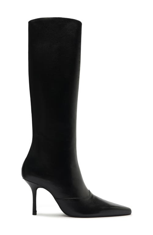 Shop Schutz Raffaela Up Stiletto Pointed Toe Knee High Boot In Black