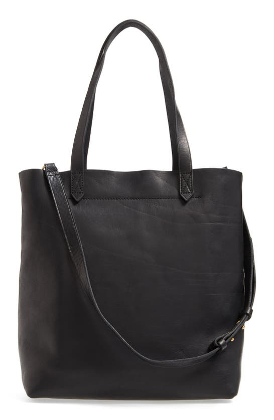 Madewell Medium Leather Transport Tote In True Black