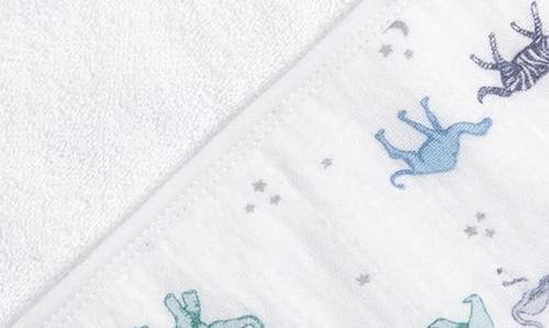 Aden + Anais 2-pack Cotton Washcloth & Hooded Towel In Map The Stars Grey