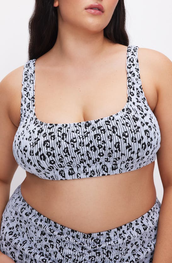 Shop Good American Always Fits Leopard Scoop Bikini Top In Glass Leopard