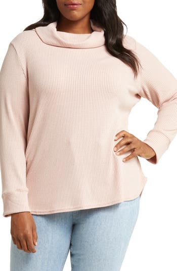 Caslon® Cowl Neck Waffle Knit Top Nordstrom