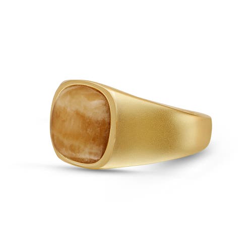 Luvmyjewelry Yellow Lace Agate Sterling Silver Men Signet Ring In 14kt Gold Vermeil On Sterling