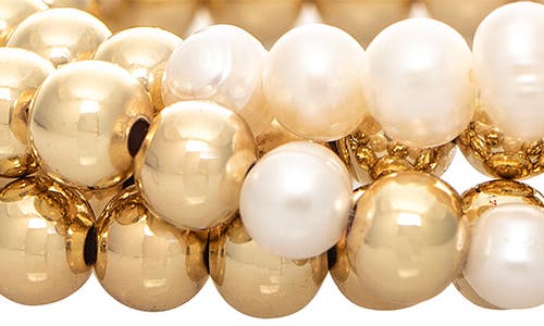 Rivka Friedman Set Of 4 Imitation Pearl & Beaded Stretch Bracelets In 18k Gold Clad