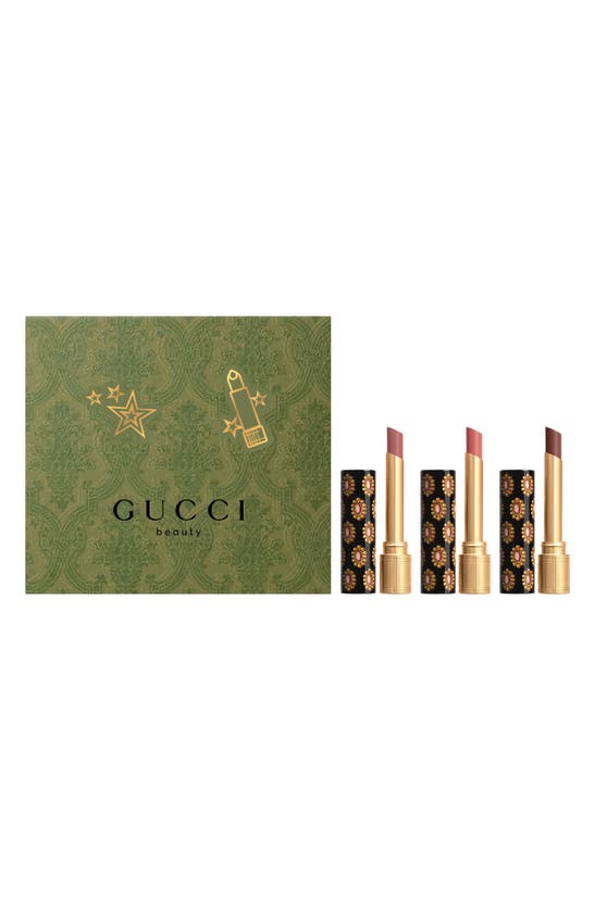 Shop Gucci Rouge De Beauté Brillant Glow & Care Lipstick Trio In Multi