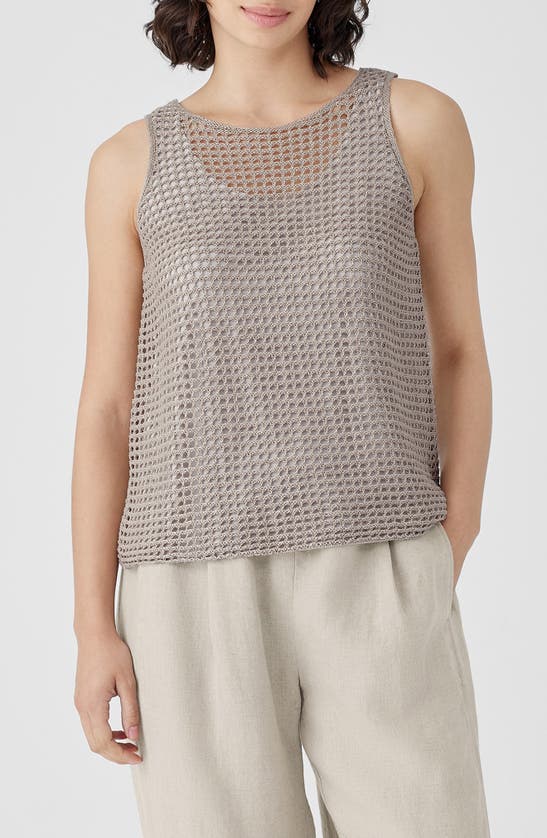 Shop Eileen Fisher Sheer Organic Linen Sleeveless Sweater In Natural