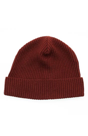 Portolano Merino Wool Rib Cuff Beanie In Samars Burgandy