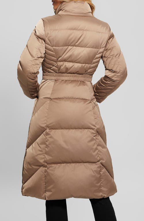 Guess Olga Down Puffer Coat With Removable Hood In Wet Sand
