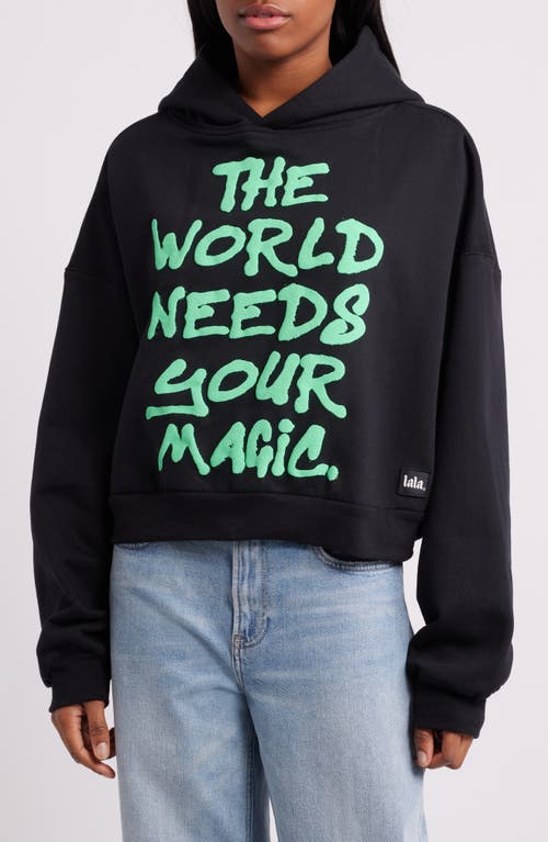 Dressed in Lala World Needs Magic Graphic Hoodie in Black 